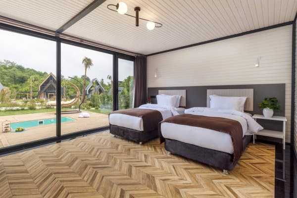 Deluxe Bungalov 2+1 Bahçe Jakuzili (Oda İçinde Kaplıca Suyu) 2